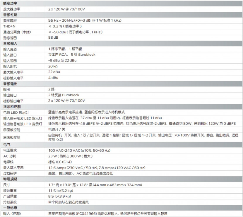 FreeSpace ZA 2120-HZ 商用功率放大器